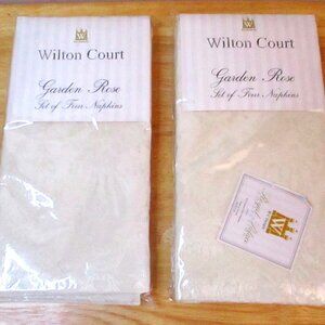 NEW! Wilson Court Garden Rose Damask Cloth Napkins, Champagne, 2 Pkgs. of 4=8
